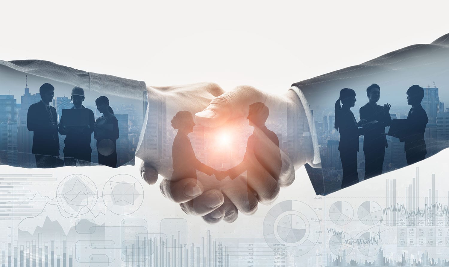 Business support concept of hands shaking and support image breakaways